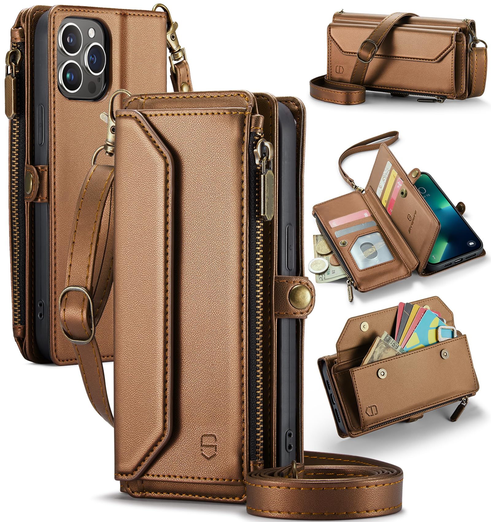 Photo 1 of Strapurs iPhone 13 Pro Wallet Case - Brown