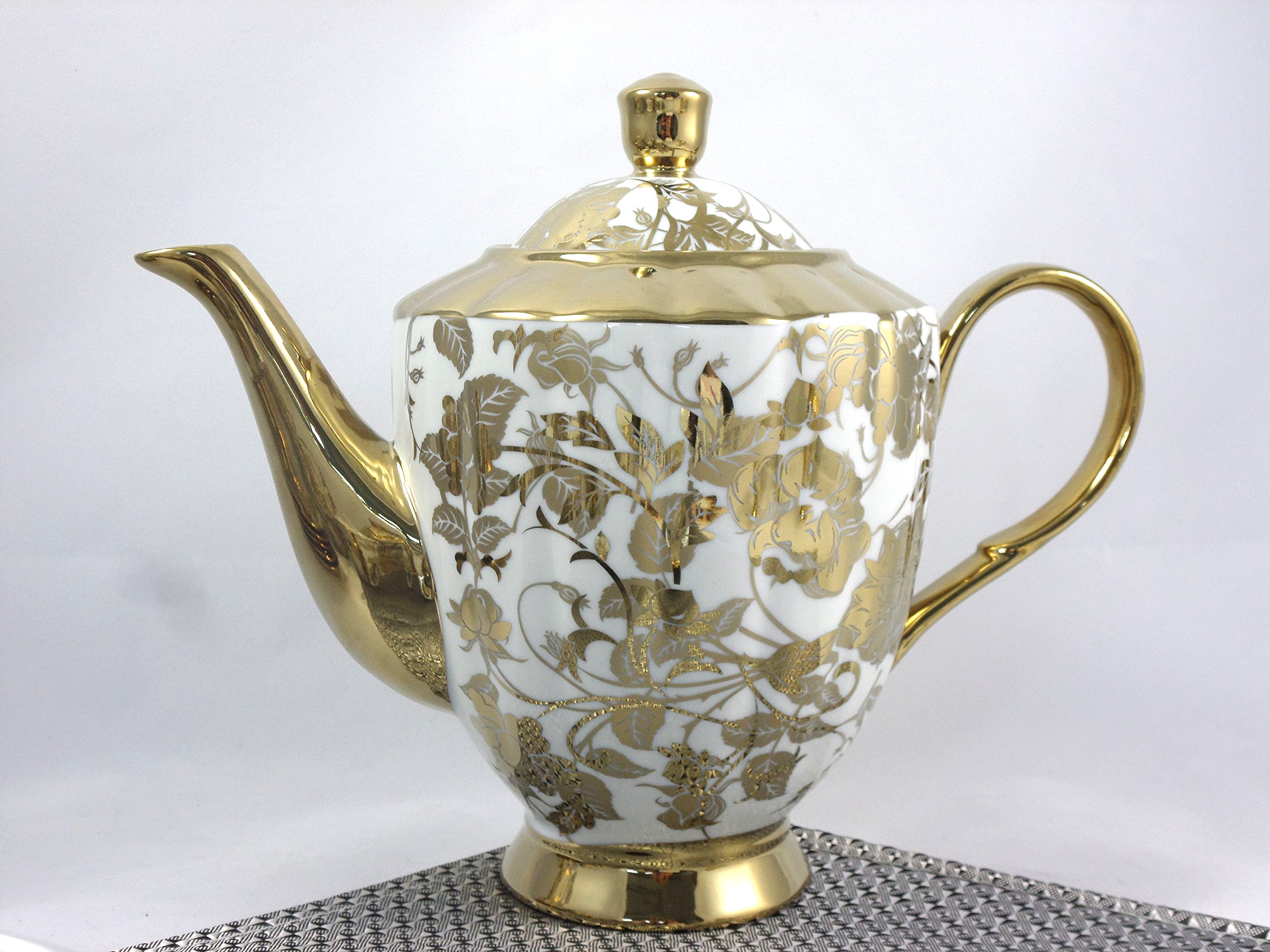 ELIH Porzellan - Servizio da tè/caffè in porcellana"serie oro", 17 pezzi