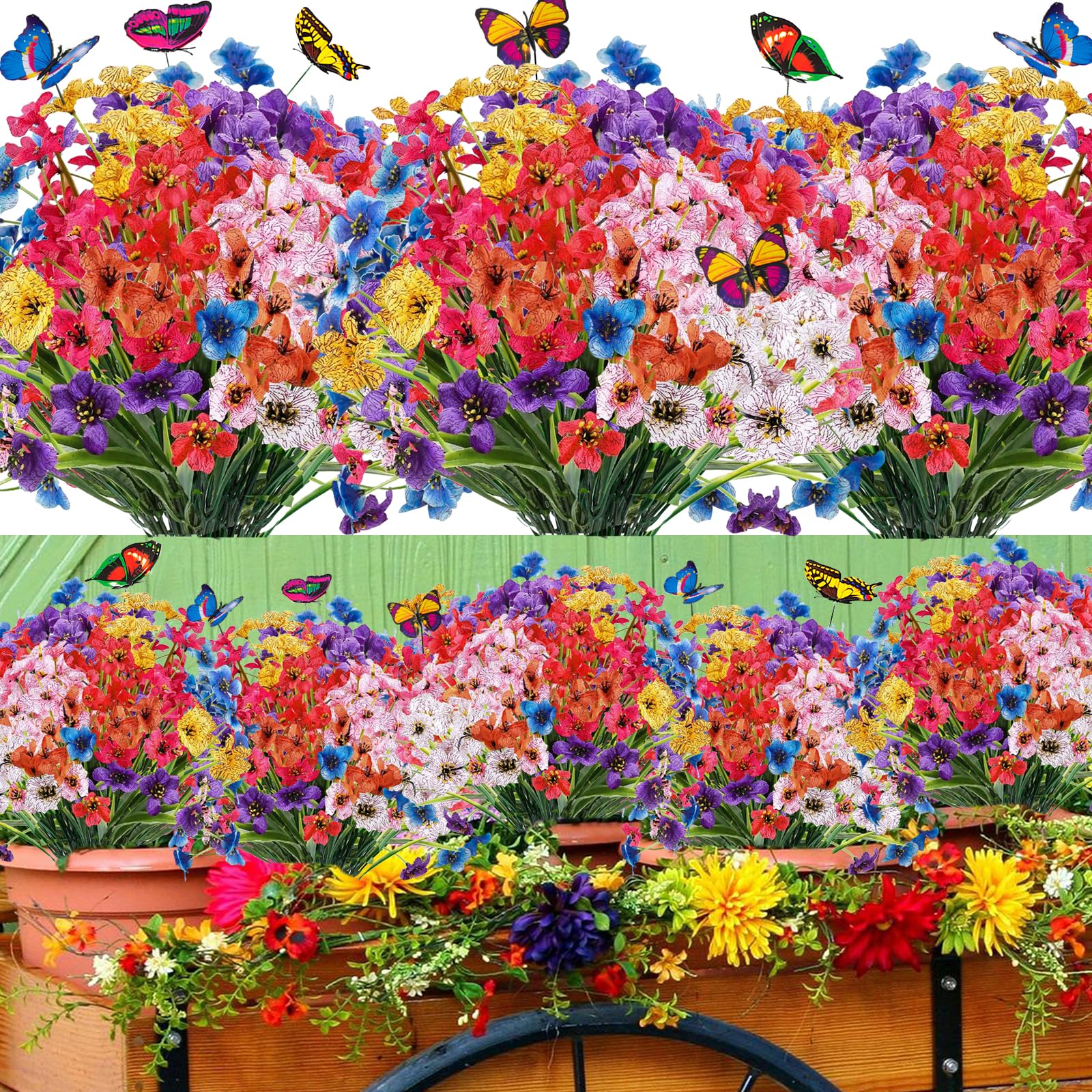 16 fasci di fiori artificiali per esterni, resistenti ai raggi UV, per