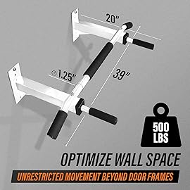 Yes4All Wall Mounted Pull Up Bar/Chin Up Bar - White