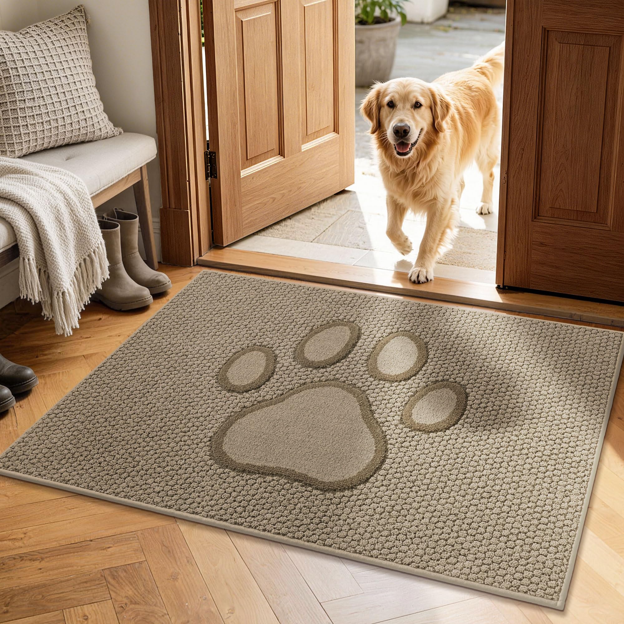 Dog Door Mat - Paw Print Entry Rug -22