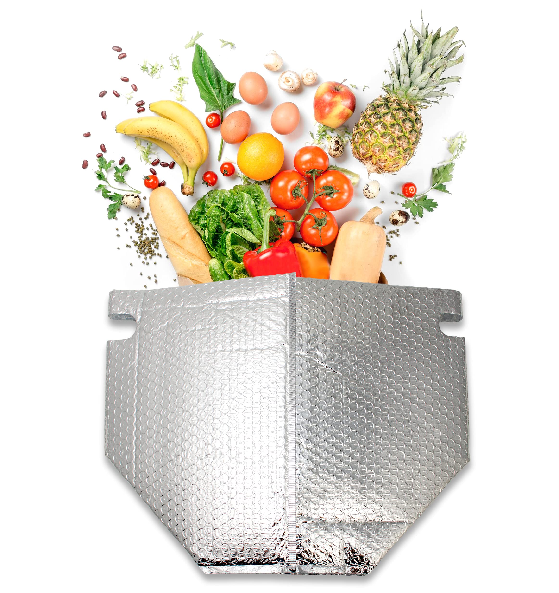 APQ Pack of 5 Insulated Thermal Bubble Bags with Hand Hole 10x10x15 inch Lightweight High Capacity Tote Bag 10x10x15 Easy Use Adhesive Tape Seal Closure. Perfect for Hot or Cold Food Deliveries.