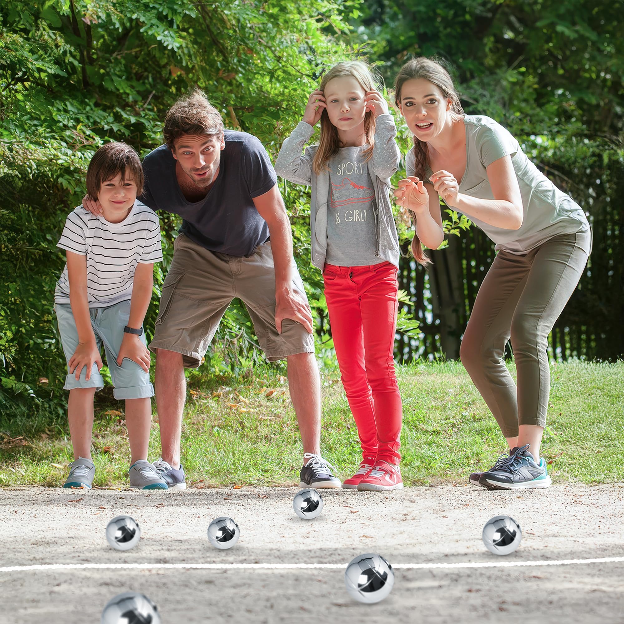 Boule Set Metall Kugeln 6 oder 8 oder 12 Stück Boccia Petanque Outdoor Spiel Garten Strand, Personalisierbar mit Gravur, für Familie Freunde Erwachsene Senioren Camping Verein