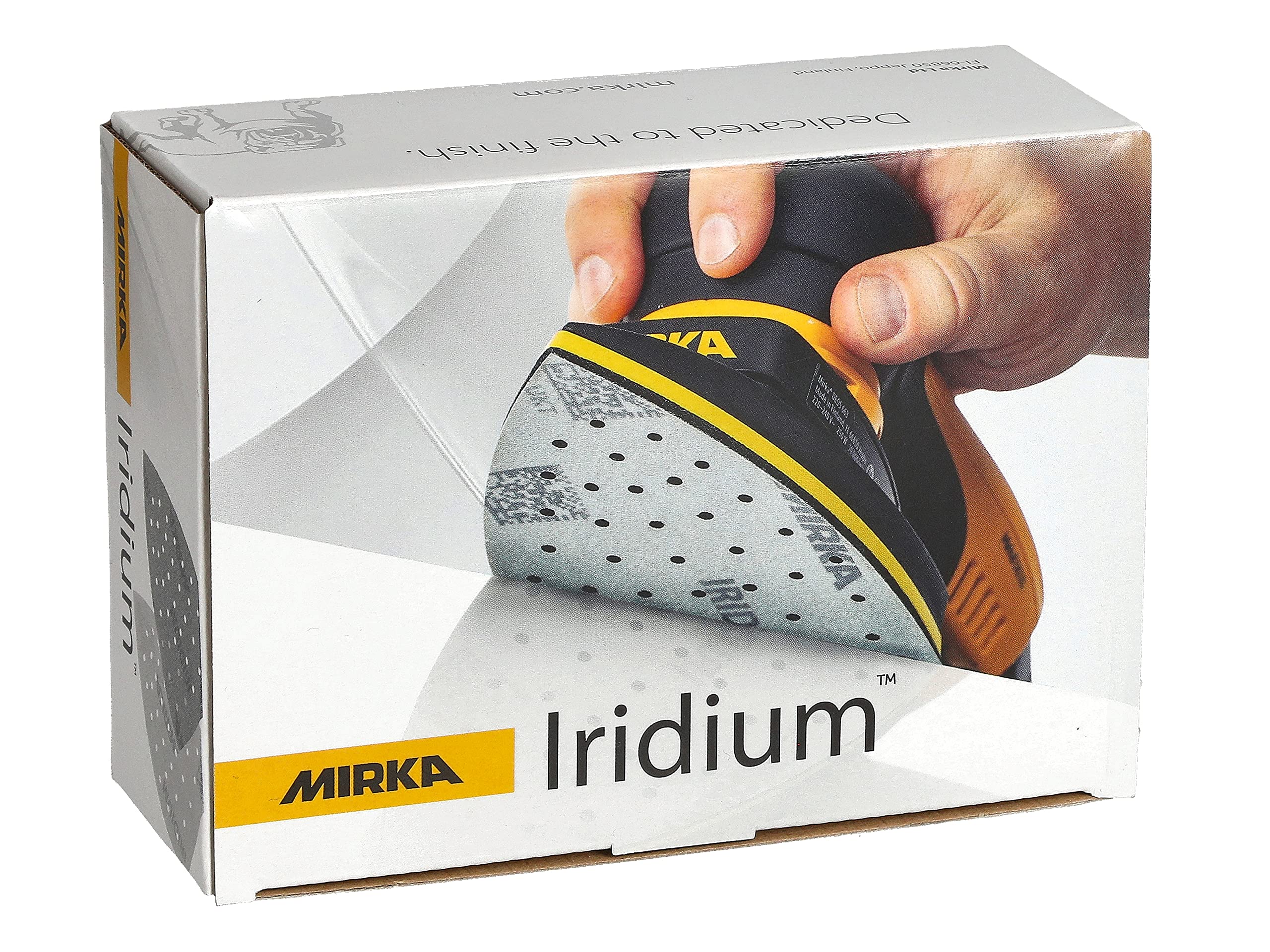 Mirka - papier ścierny - Iridium Delta 100x152x152 mm 36 otworów rzep | Trójkątny papier ścierny do lakieru szpachli podkładu drewna stali materiałów mineralnych tworzyw sztucznych