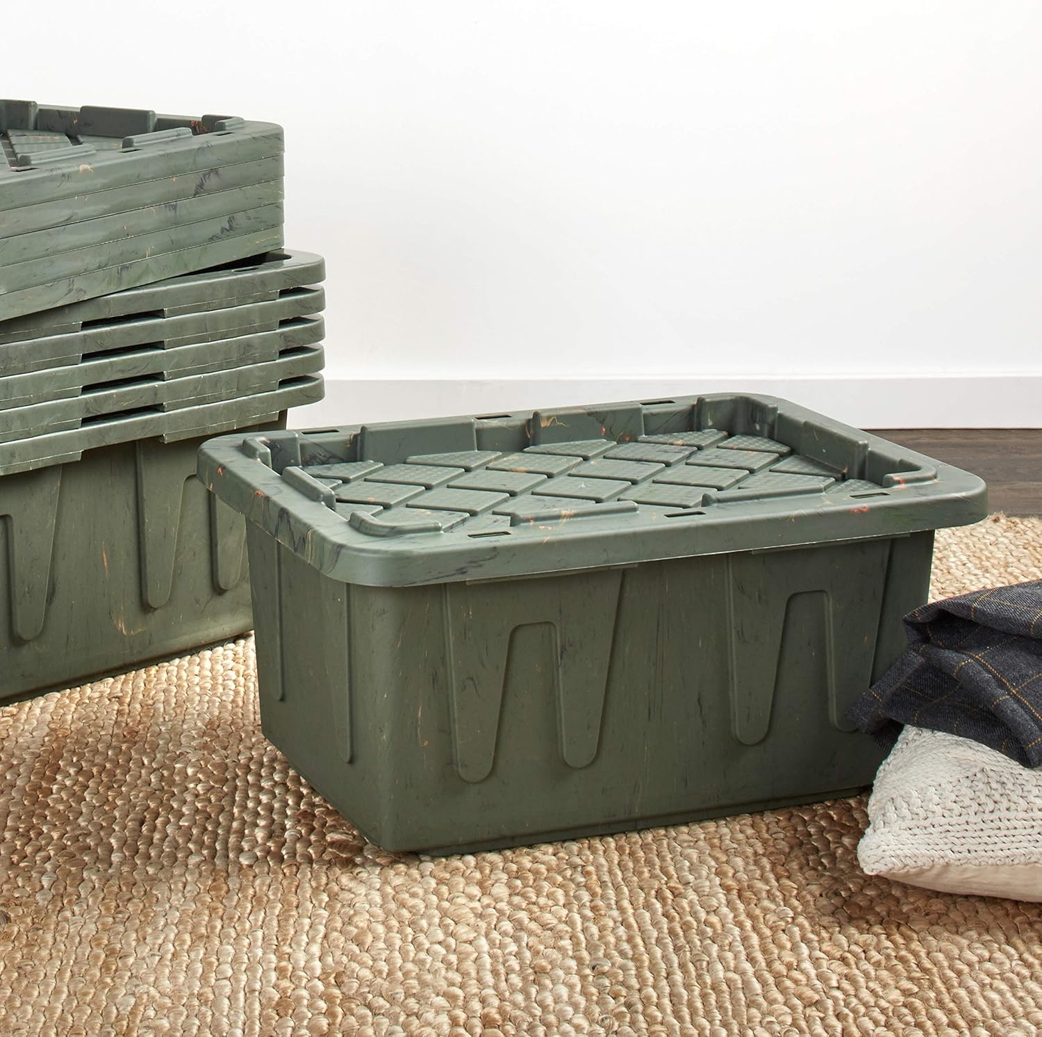 Limited Stock Homz 15 Gallon Storage Tough Tote, Camo Green, 2 Pack One-Day Sale: Up to 40% Off Homz 15 Gallon Storage Tough Tote, Camo Green, 2 Pack