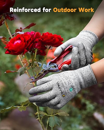 Vista 13 de Guantes de trabajo de seguridad con revestimiento de poliuretano, 12 pares, guantes de punto sin costuras azul con revestimiento de poliuretano