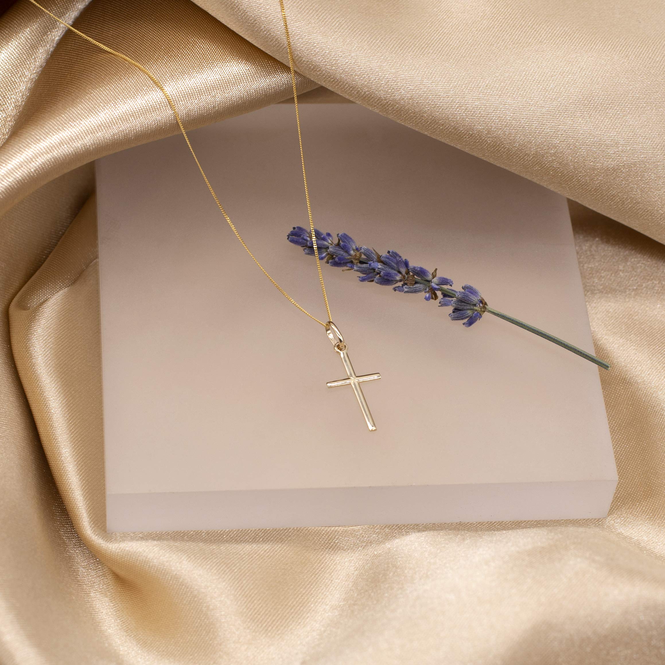 CARISSIMA Collana con piccolo ciondolo croce da donna in oro giallo 9 ct, 45,72 cm