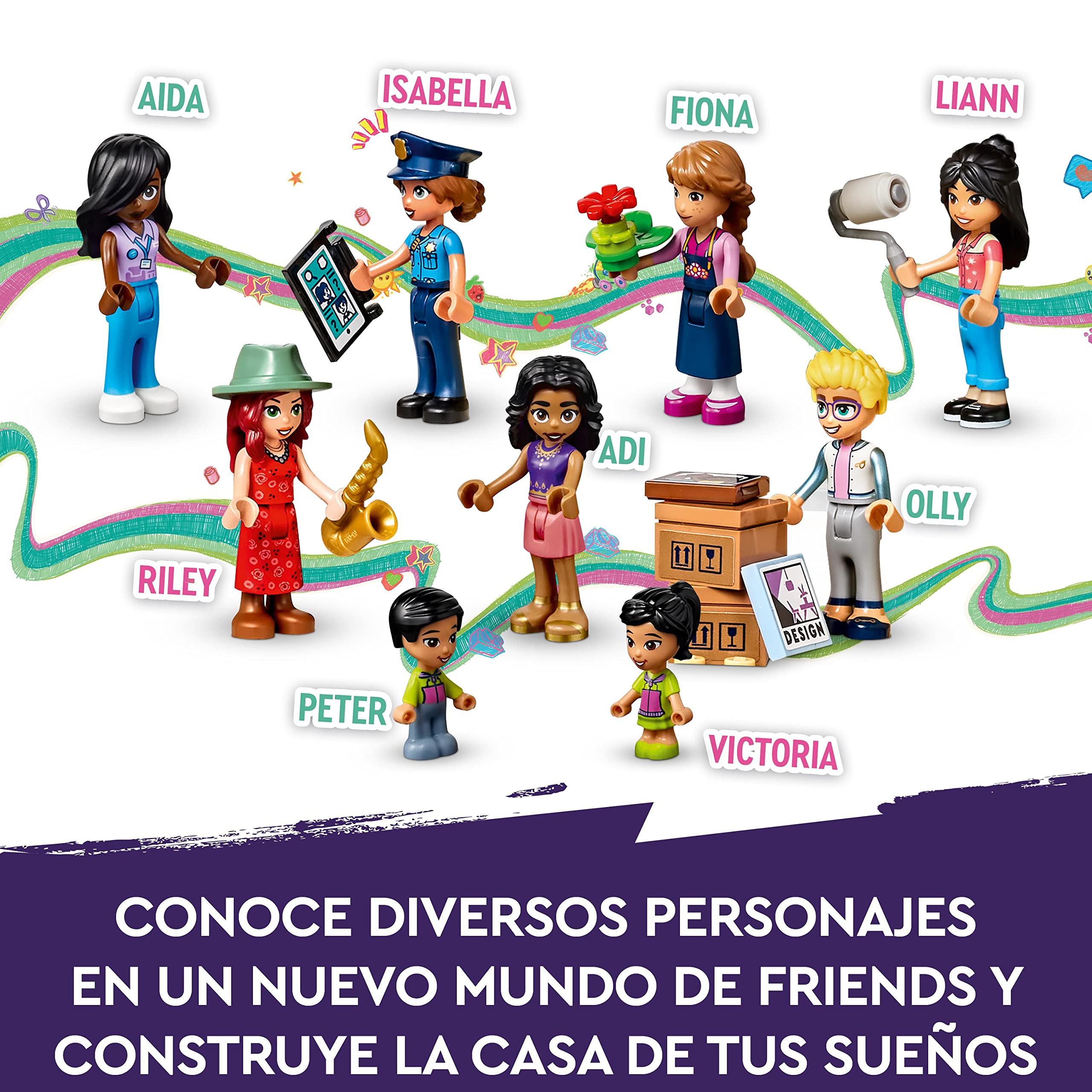 LEGO 41732 Friends Floristería y Tienda de Diseño del Centro, Casa de Muñecas para Decorar, Regalos para Niñas y Niños de 12 Años y Adolescentes, 9 Personajes, Juguete Personalizable para Construir