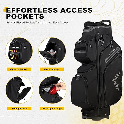 Miniatura 7 de UNIHIMAL Bolsa para carrito de golf, organizador de 15 vías con asas y cubierta para lluvia