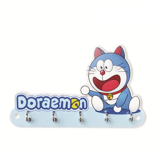 Image of KNP Art Acrylic Key Holders, Premium HD UV Printed, Multipurpose Key Stand for Home, Office Decor, Weather Proof, Anti-Rust, Wall Mounted Key Holder, Cartoon Theme, (Doremon)