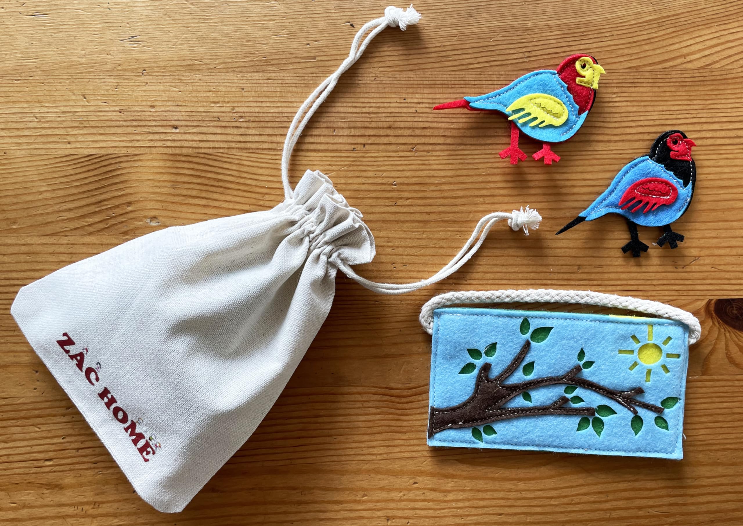 Finger Puppet Two Little Dicky Birds with beautifully made Tree Branch Bag, Colorful finger Puppet for Creative Play - Image 4