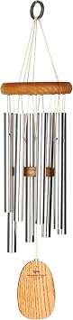 Woodstock Wind Chimes for Outside, Garden, Patio, Porch and Outdoor Decor 17" Gregorian Chimes Soprano Silver Wind Chime GSS