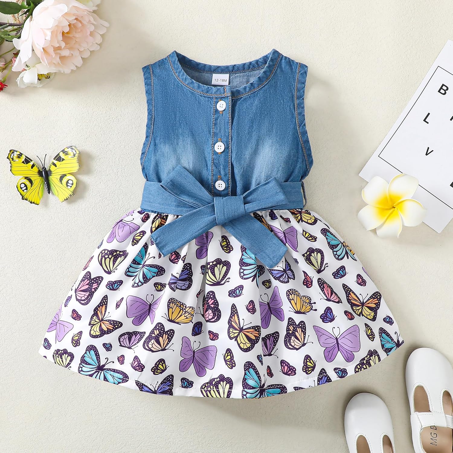 Saeaby Baby Girl Dress Toddler Girl Summer Clothes Infant Sleeveless Dress Denim Flower Sundress Cute Dresses for Girl - Image 3