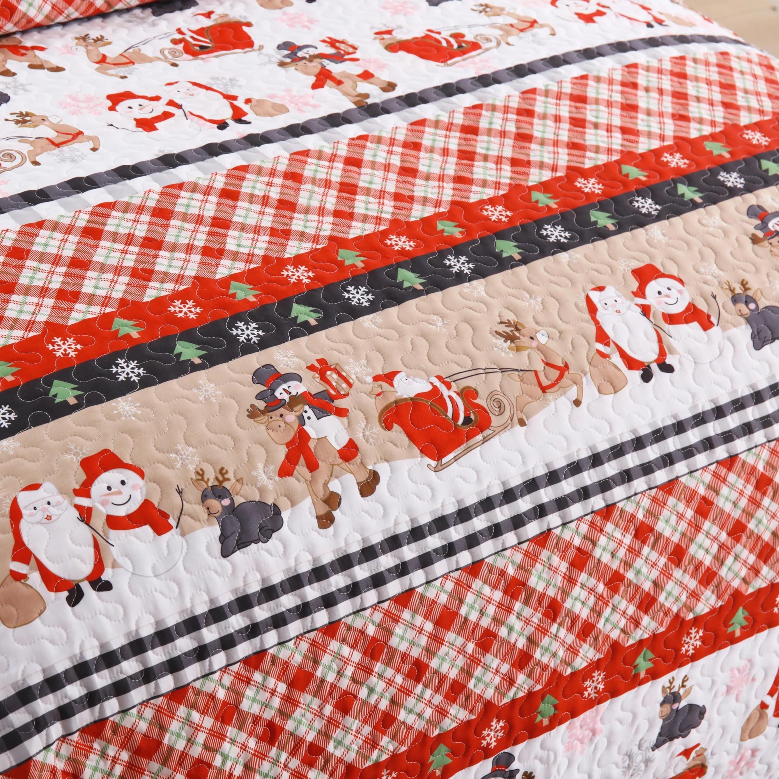 MarCielo Christmas Kids Quilt Set Lightweight Bedspread Coverlet Set (Twin)