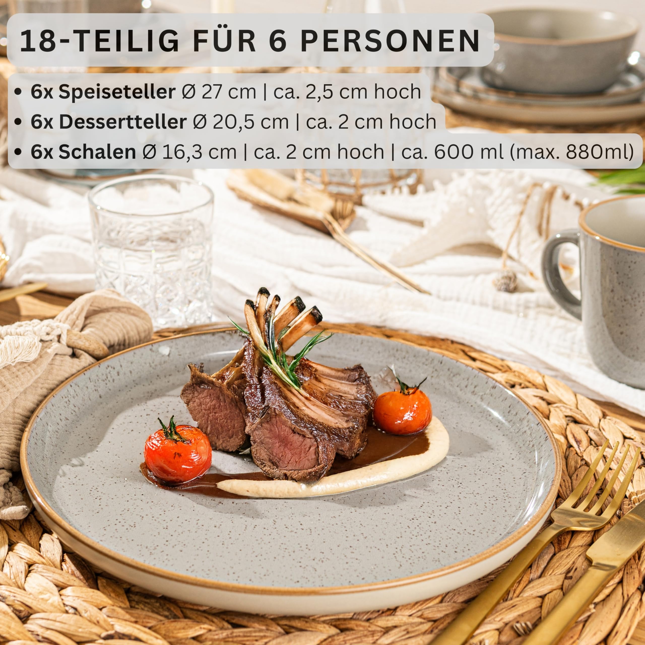 Sänger Rio Perlgrau Tafelservice 18 teilig – Bild 2