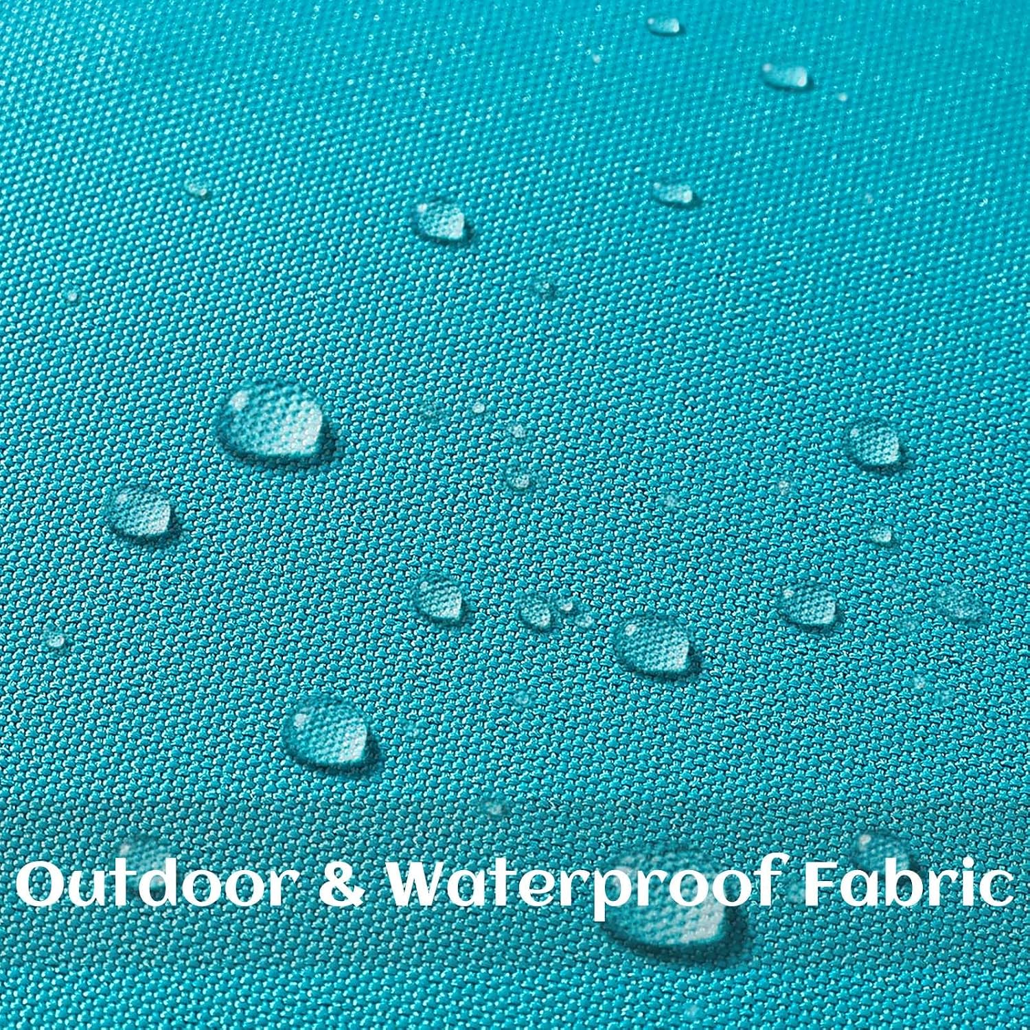decorUhome Outdoor Waterproof Faux Linen Throw Pillow Covers 22x22 Inch Set of 2 Decorative Vibrant Farmhouse Pillow Cases with Flange Edges for Summer Couch Garden Patio Balcony Porch, Aqua Blue