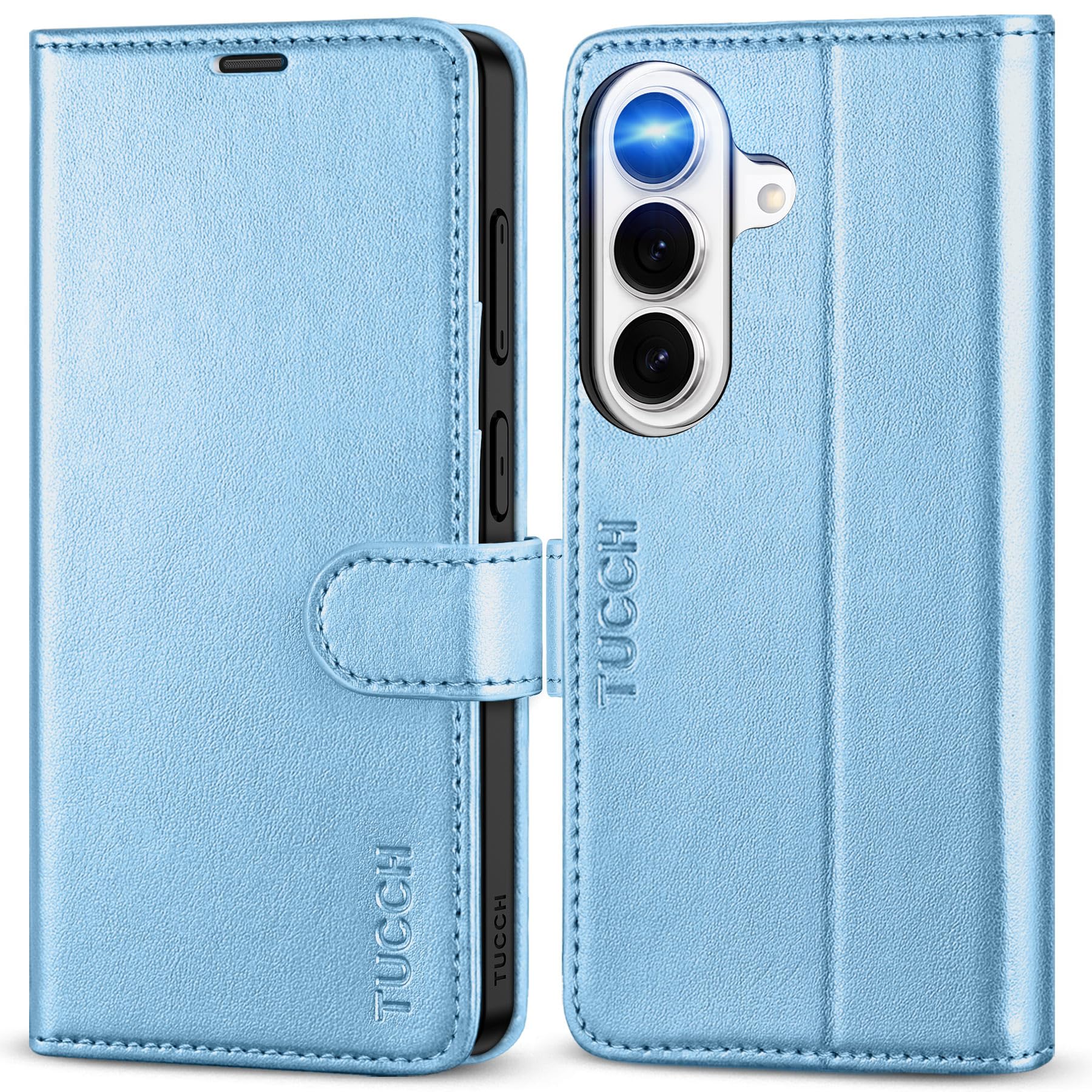 TUCCH Custodia per Galaxy S26 5G, Cover Portafoglio Magnetico Blocco RFID Slot Porta Carte Pelle Sintetica TPU Supporto Cellulare Protezione Completa Cover per Galaxy S26 (6,3" 2026), Blu Brillante
