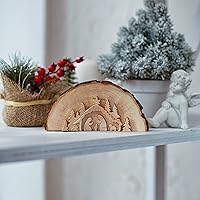 Vista 3 de Forest Decor Juego de Belén de madera, figuras religiosas decorativas, decoraciones de mesa de Navidad, decoración cristiana rústica hecha a mano