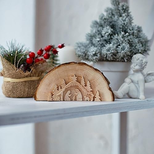 Miniatura 3 de Forest Decor Juego de Belén de madera, figuras religiosas decorativas, decoraciones de mesa de Navidad, decoración cristiana rústica hecha a mano,