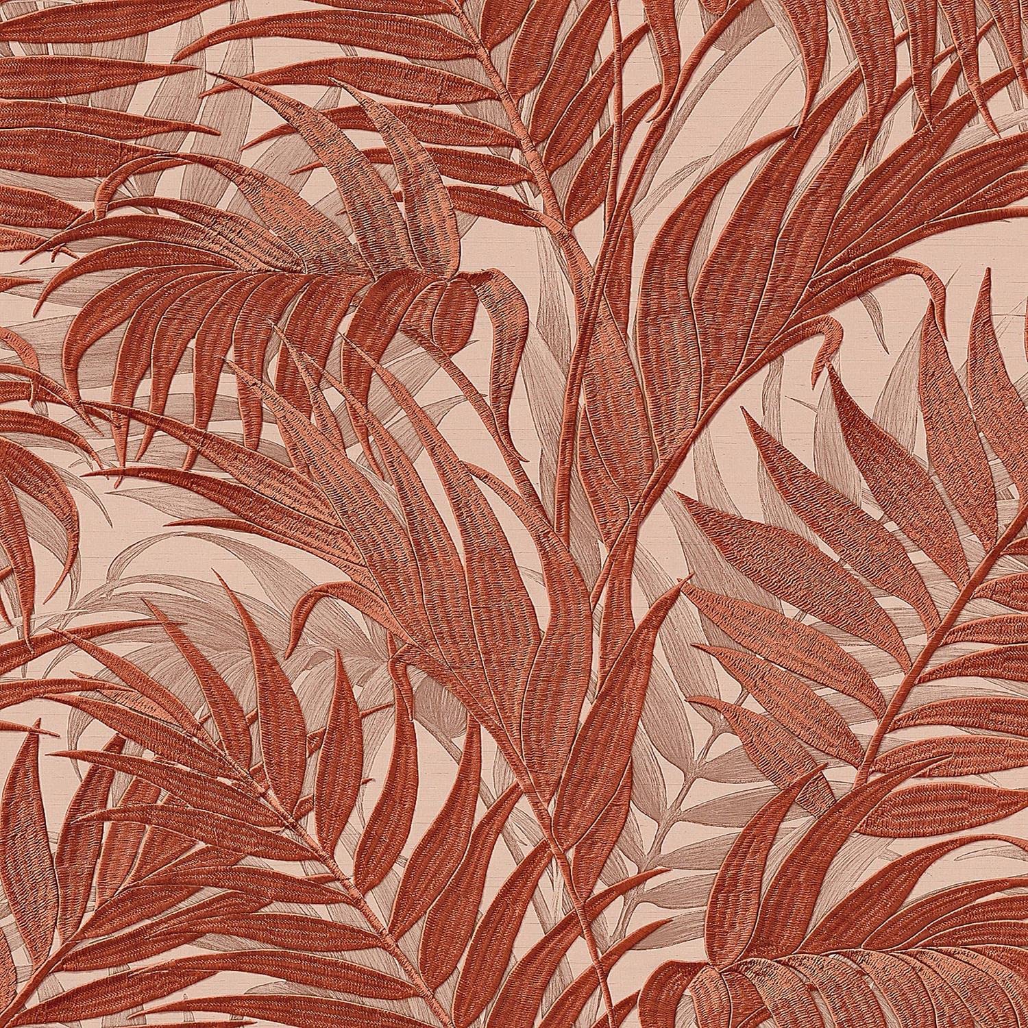 Yöl Orange/Red Grace Tropical Palm Leaf Wallpaper Textu Paste The Wall Vinyl Natural Jungle Themed
