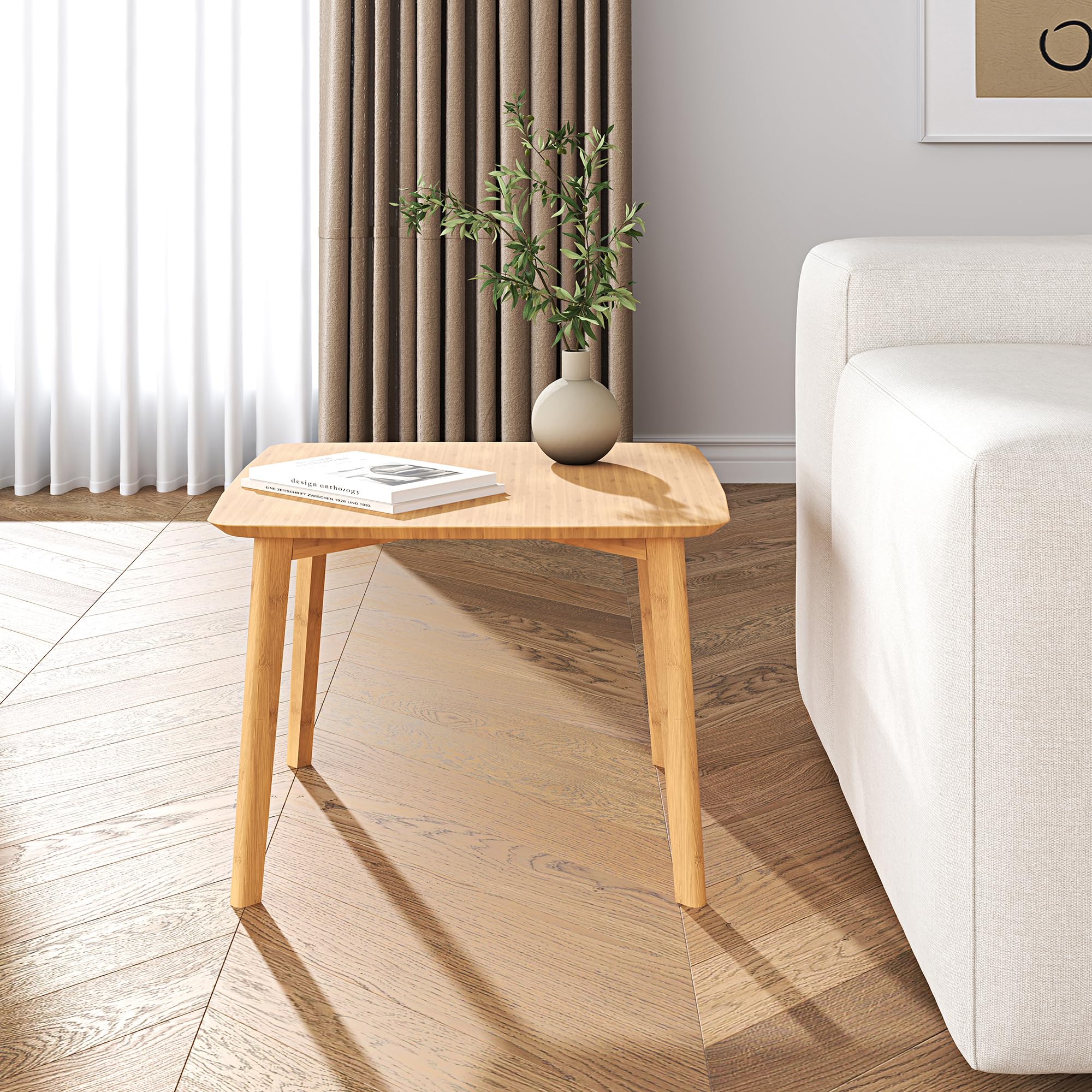 [en.casa] Beistelltisch Haad Sofatisch Wohnzimmertisch 45 x 50 x 50 cm Kaffeetisch quadratisch Ablagetisch aus Bambus für Wohnzimmer Schlafzimmer Flur Natur