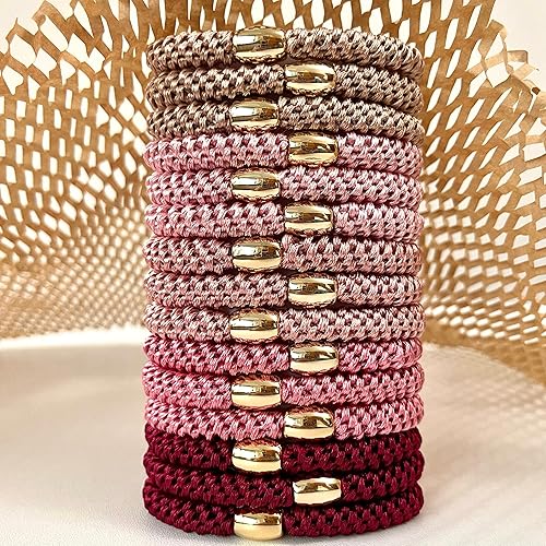 Miniatura 7 de Tanha 15 ligas para el cabello para mujer, elásticos para cabello grueso, soportes para cola de caballo elásticos fuertes, antideslizantes, sin