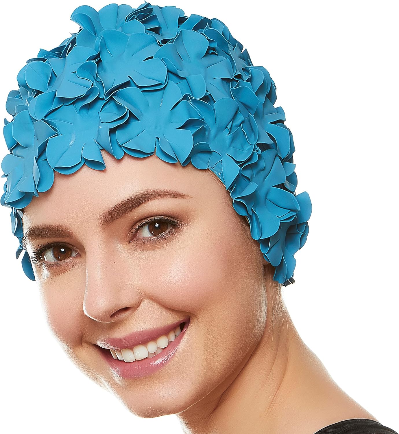 BEEMO Floral Petal Ladies Bathing Swim Cap Women Retro Swim Hat Long/Short Hair