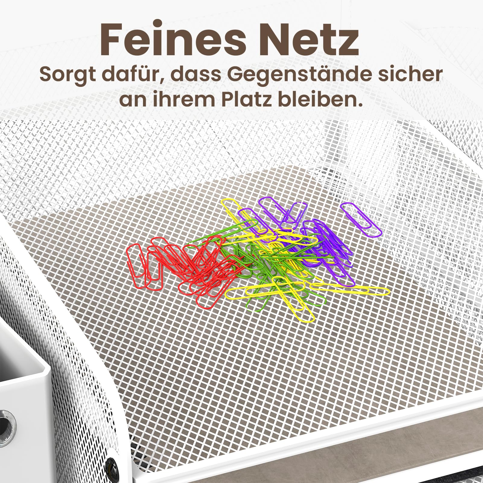 Youyijia 5-stufiger Mesh-Schreibtischorganizer mit Schublade - Aufbewahrungslösung für Büro- & Kunstbedarf, Dokumente, Stifte, Zeichenpapier & Zeitschriften, platzsparend (weiß)