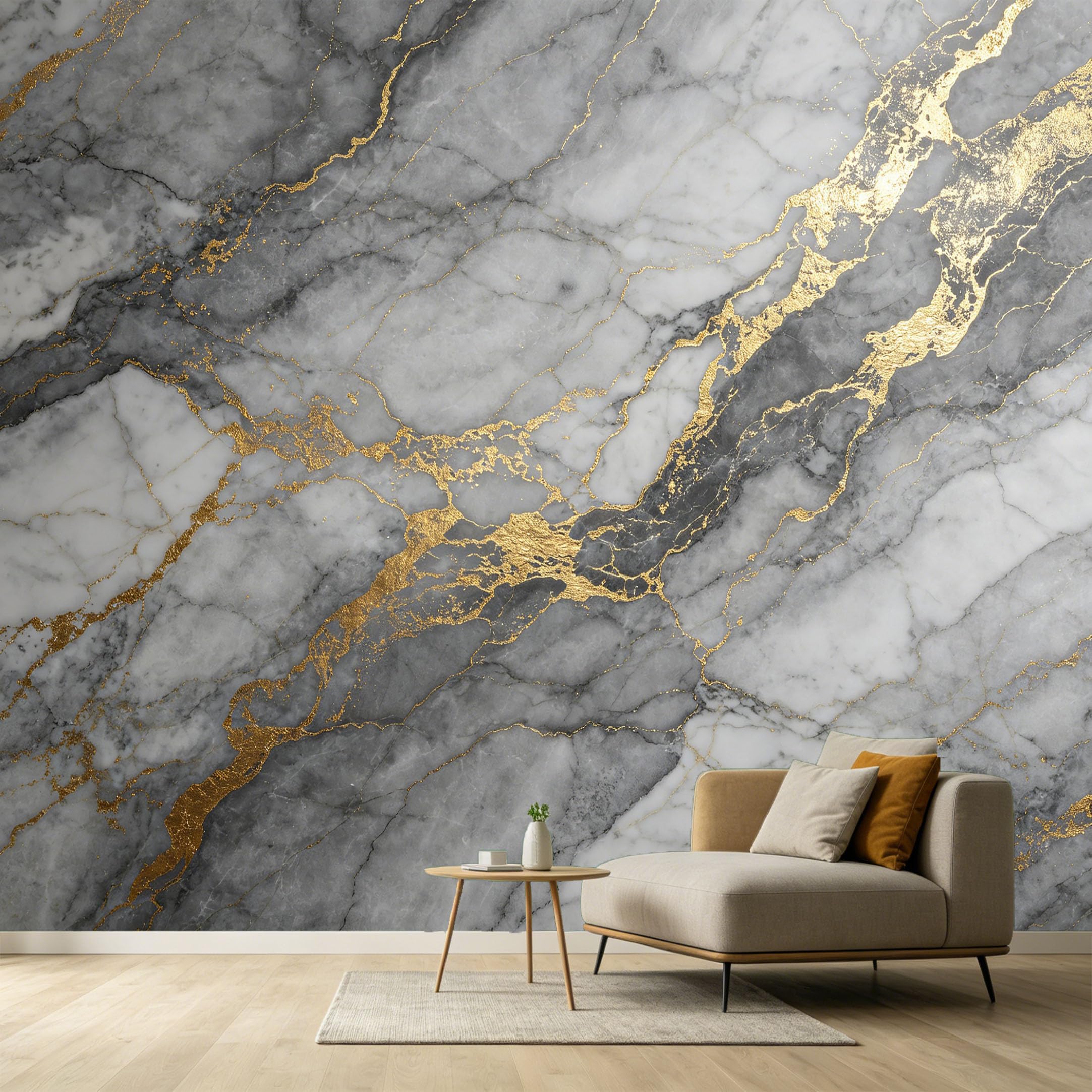 Custom Size Wall Murals Grey White Marble Gold Veins Abstract Contemporary Textured SelfAdhesive Wall Fabric Removable Large Wallpaper for Photo Living Room
