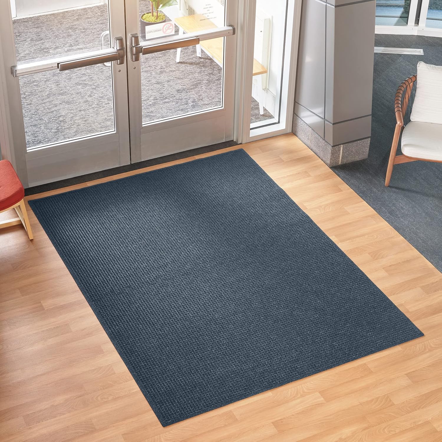 Consolidated Plastics Aquasorb Classic Indoor/Outdoor Entrance Floor Mat with Non-Slip Rubber Backing, Fabric Border, Stain Resistant and Quick Drying Commercial Grade (35 x 116, Navy)
