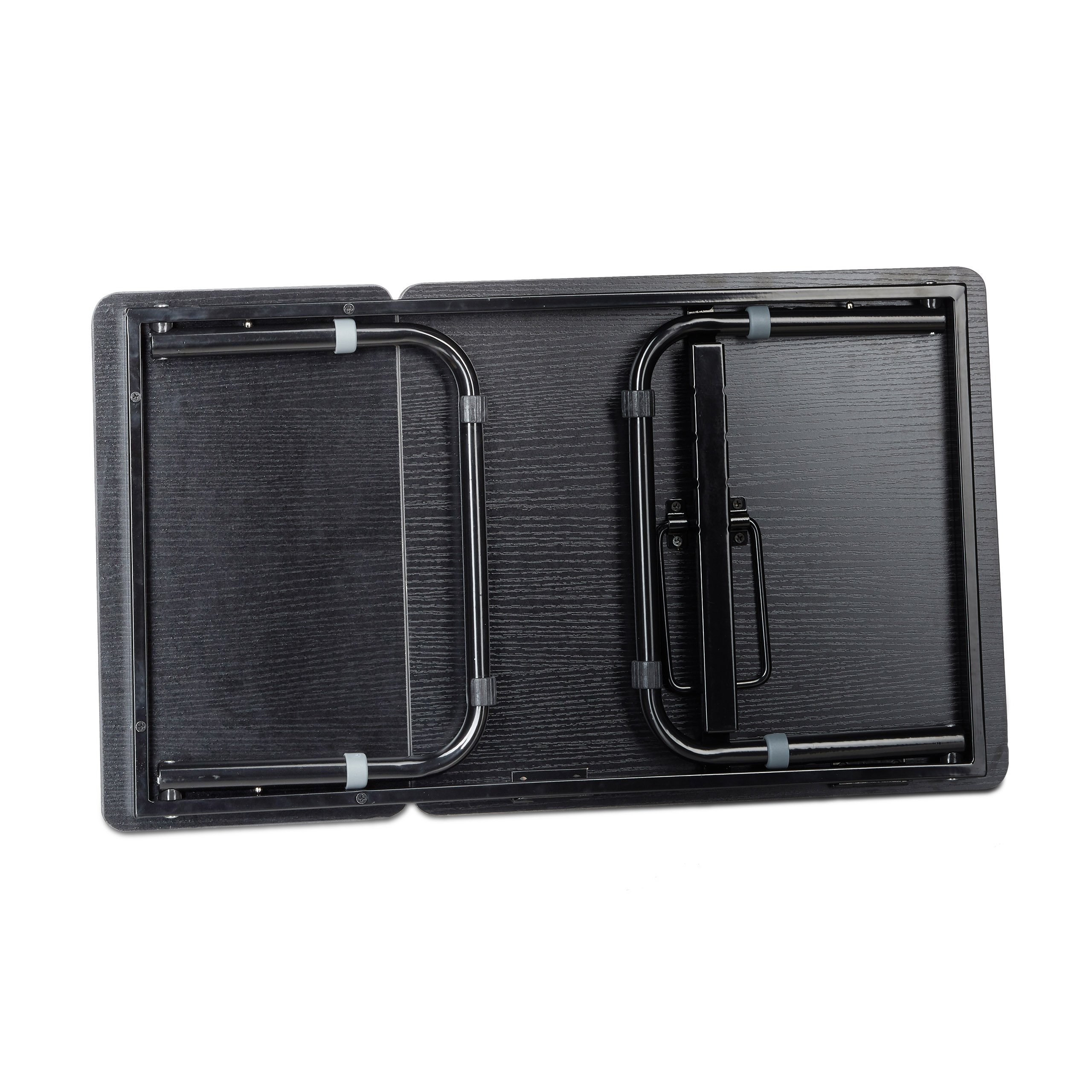 Relaxdays tavolo per laptop, scrivania, tavolino da letto, vassoio da letto, tavolino per notebook, tavolino laterale, laptop WTH 75 cm x 35 cm x 40 cm, legno, nero, con ribalta per lettura, regolabile in altezza, pieghevole