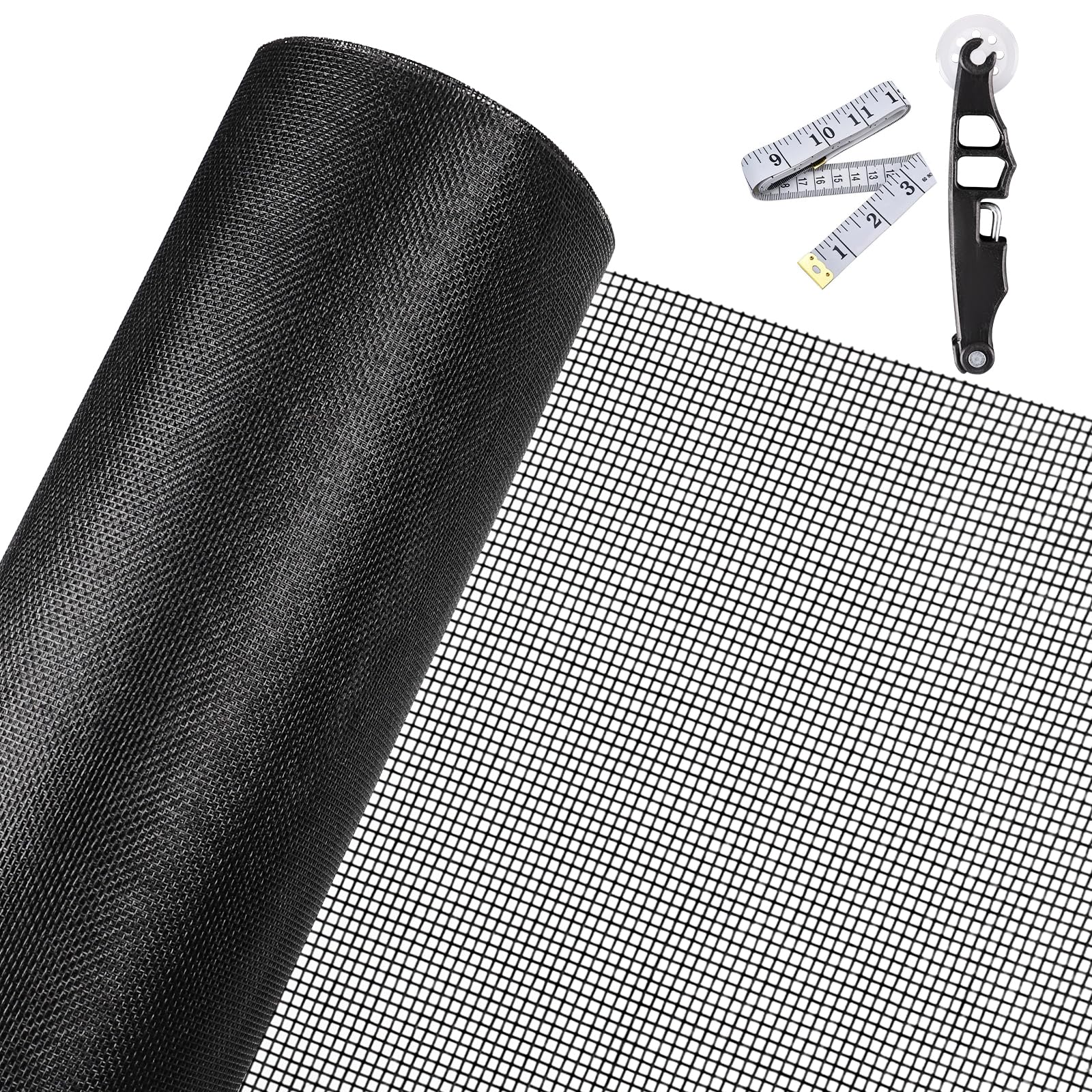 Fiberglass Window Screen Mesh Kit, 48"x130" Durable Mesh Window Screen for Patio Porch Door Windows, DIY Adjustable Screen Mesh Repair Kit - 2