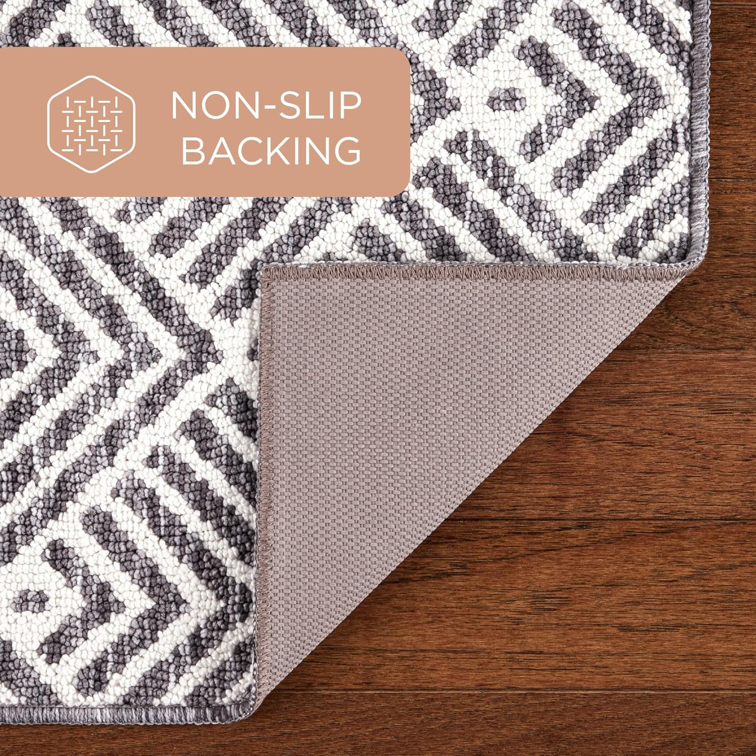 TOWN & COUNTRY EVERYDAY Walker Modern Stripe Everwash® Washable Multi-Use Decorative Rug, Tufted Kitchen Runner Rug, Low-Profile Door Mat, Bedroom Rug and Bath Rug with Non-Slip Backing, Grey, 24"x72"