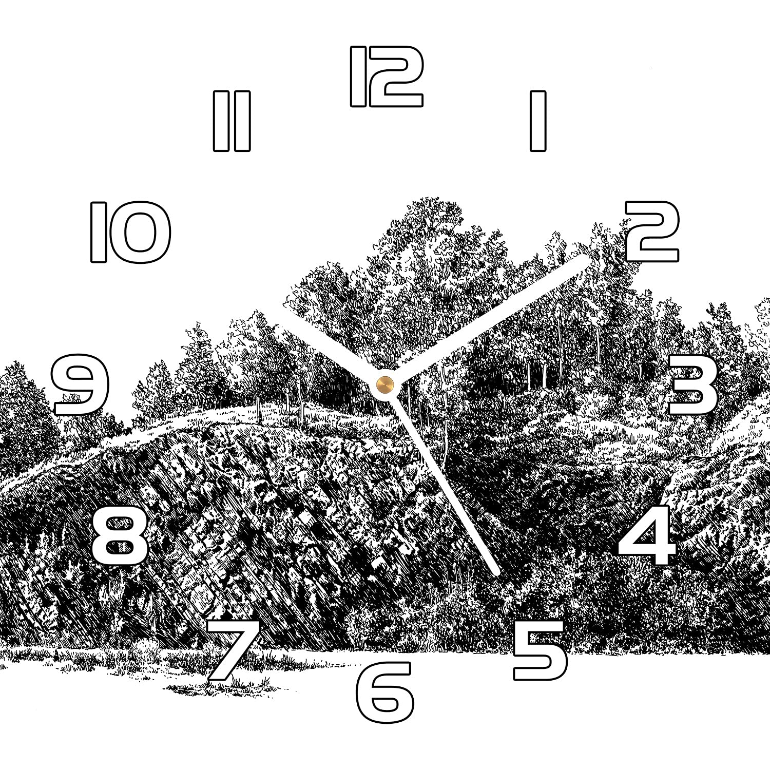 Horloge en verre 30x30 cm Pierre Hill Hrawn avec aiguilles blanches