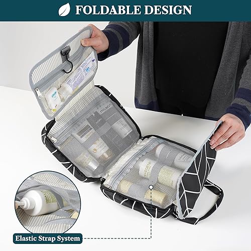 Miniatura 4 de PAVILIA Neceser colgante bolsa de viaje para mujeres y hombres, organizador de cosméticos plegable, bolsa de maquillaje resistente al agua,