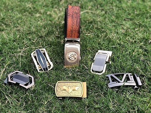 Miniatura 9 de Barry.Wang Cinturones de cuero para hombre trinquete hebilla automática clic 1 38" diseñador vestido moda clásico casual trabajo negocios