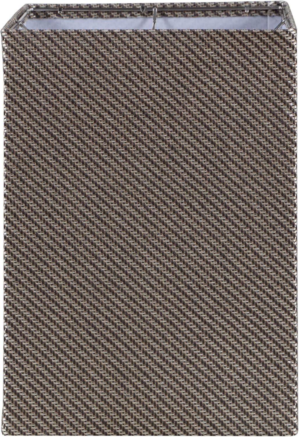 Aspen Creative 38703, K/D Hardback Square Contemporary Collapsible Spider Shade, (10+10)" Top x (10+10)" Bottom x 14-1/4" Height, White Grey Ratten Look Textured Fabric