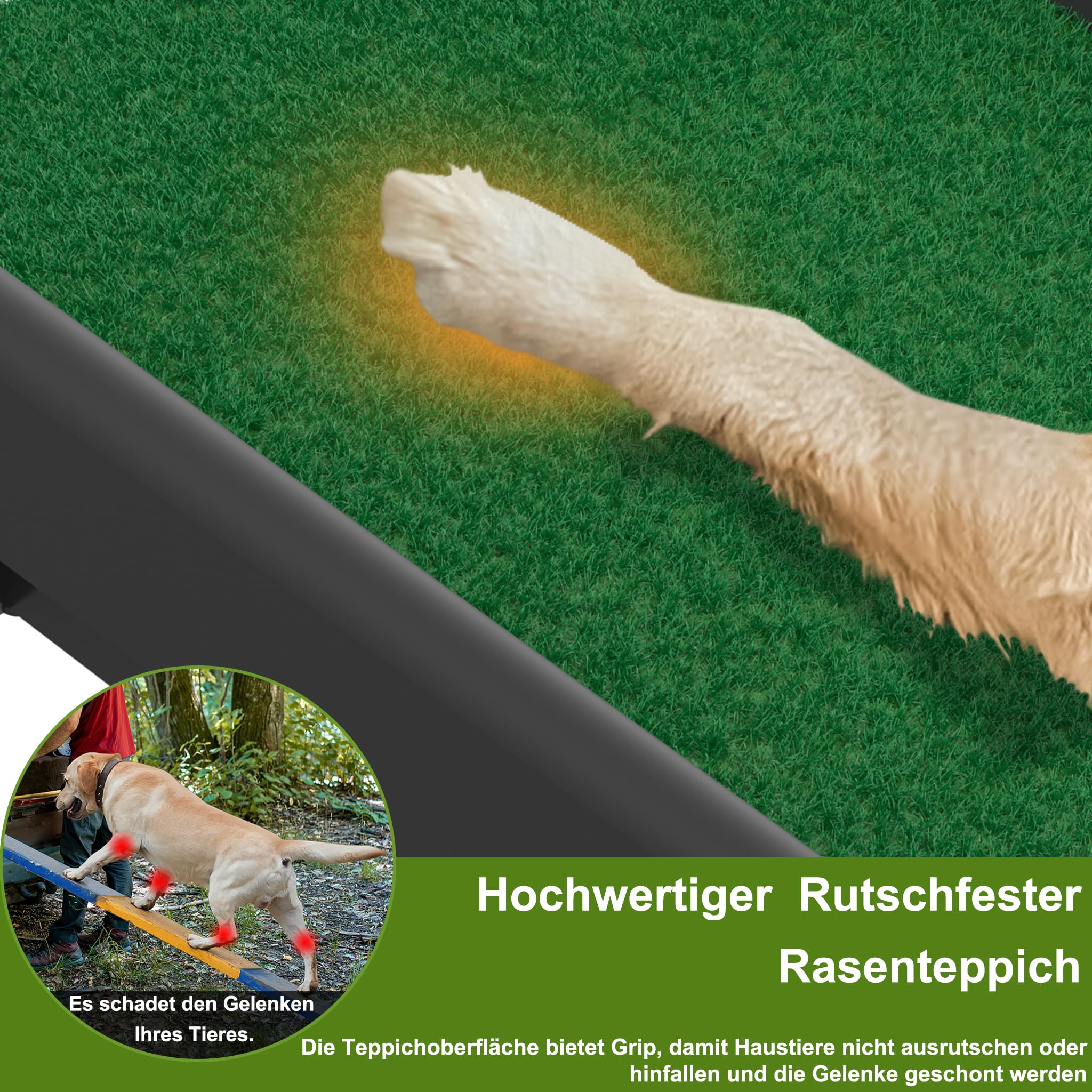 HENGMEI Escalera para perros plegable de plástico para perros, rampa de acceso para maletero, escalera para mascotas para perros grandes y pesados, 156 x 40 cm, verde