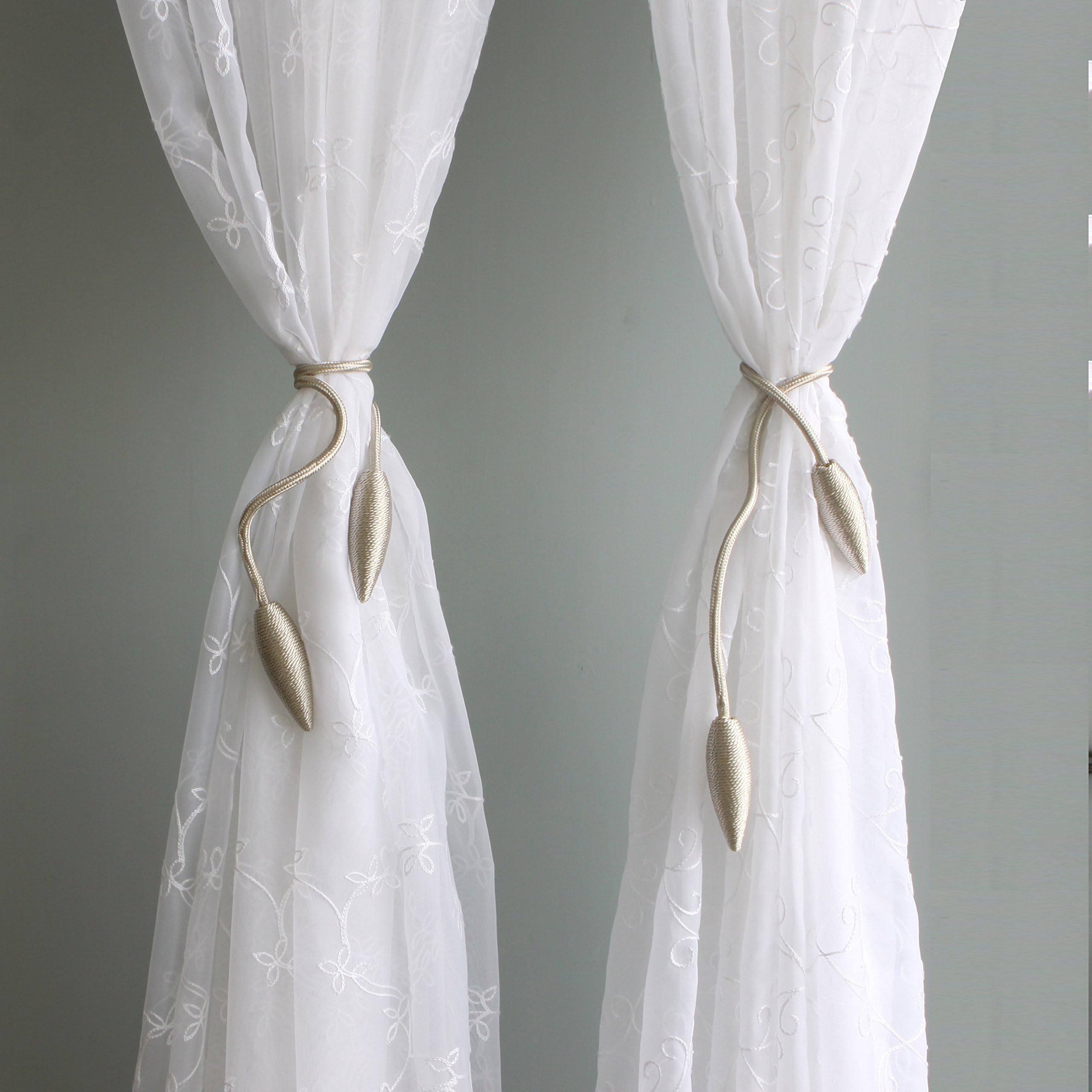 Valea Home 2 Pieces Curtain Tiebacks Clips Creative Window Drape Twist Tie Backs European Style Custom Made Curtain Holders Decorative Draperies Holdbacks, Beige