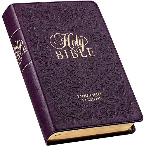 KJV Holy Bible, Giant Print Standard Size Faux Leather Red Letter Edition - Ribbon Marker, King James Version, Purple Floral (KJV Standard GP Editions)