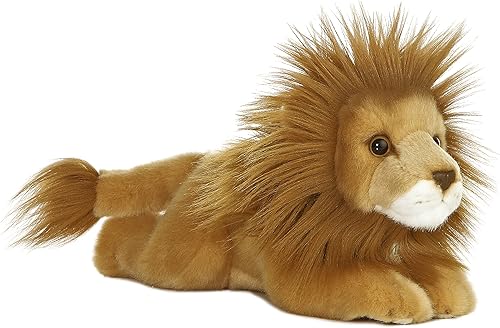 Aurora® Peluche realista de león Miyoni® - Detalle realista - Compañerismo apreciado - Marrón 11 pulgadas