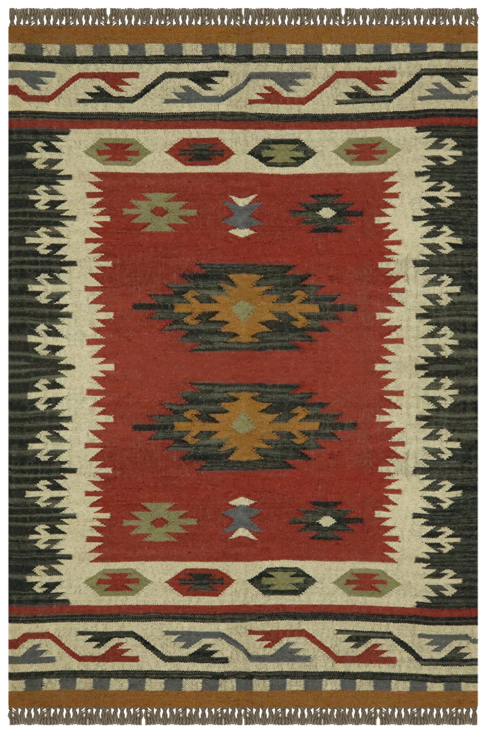 Tapis de couloir en laine de jute fait main de style Kilim pour une décoration durable