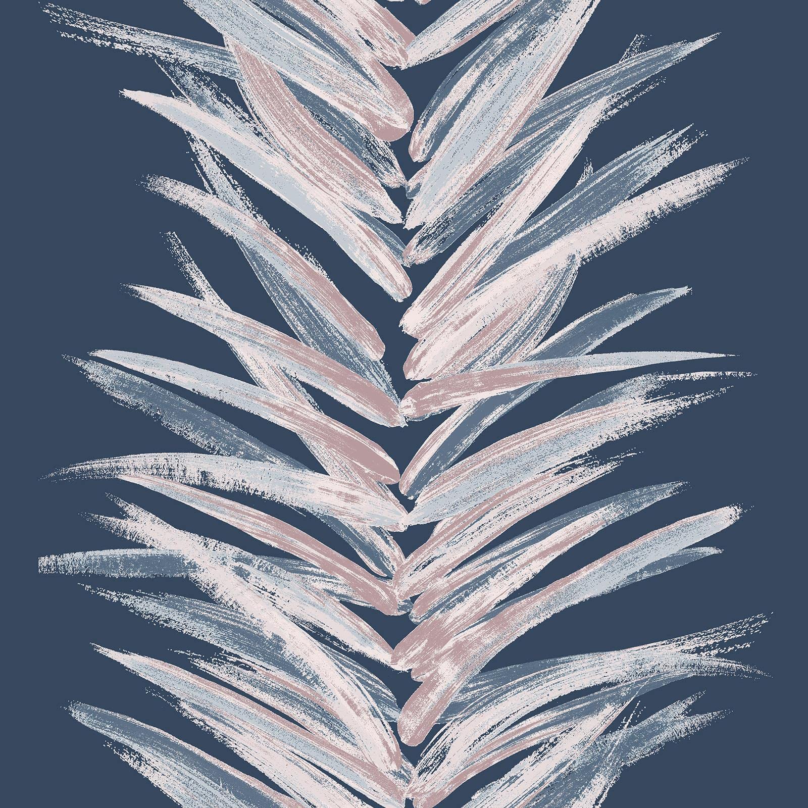Blue Metallic Leaf Wallpaper Brush Stroke Effect Shimmer Free Match Feature Wall