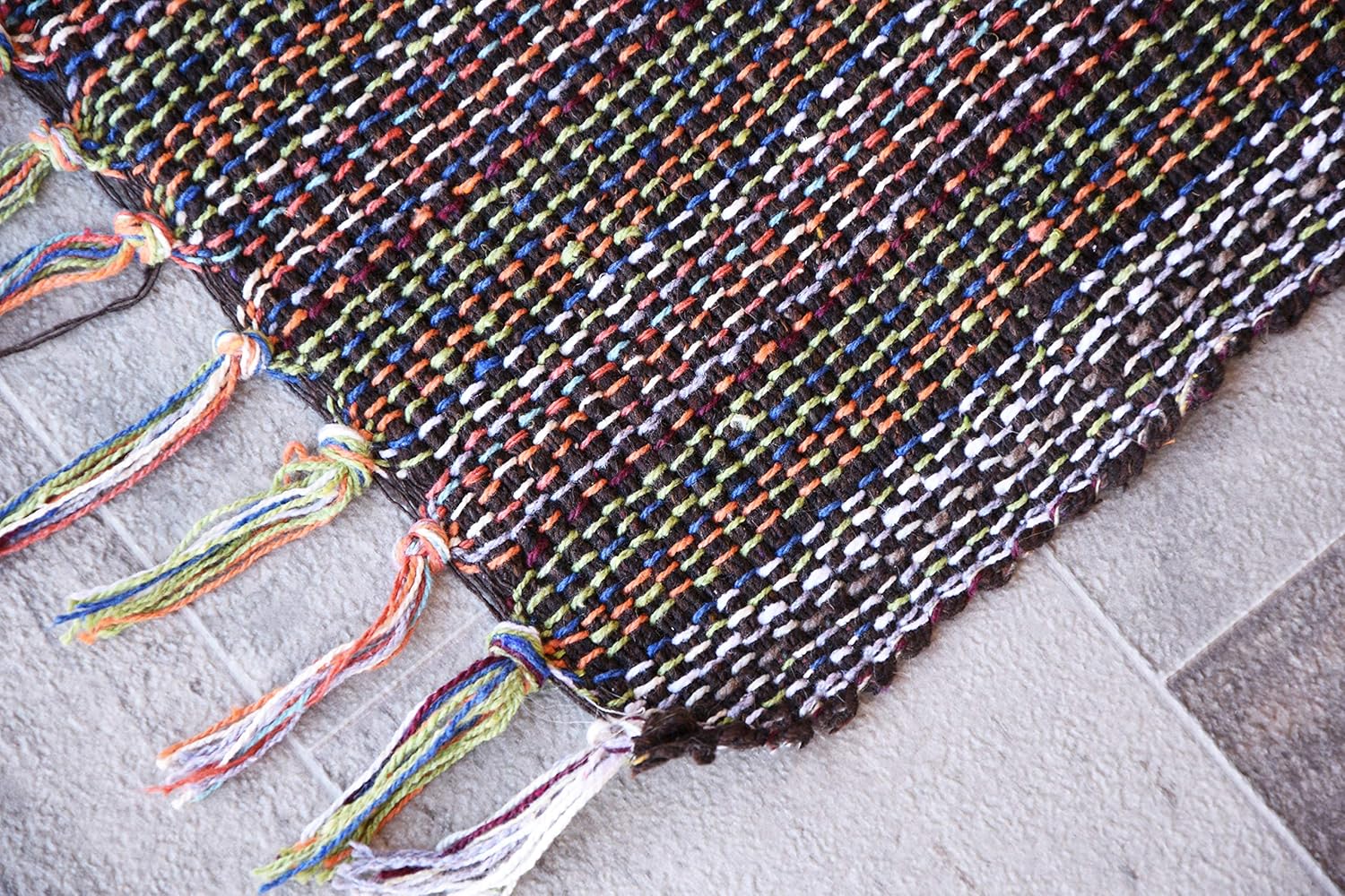 Brown 2x3' Doormat Rug Hand Woven Cotton Area Rugs for Entryway Kitchen - Reversible Lightweight Machine Washable Mat