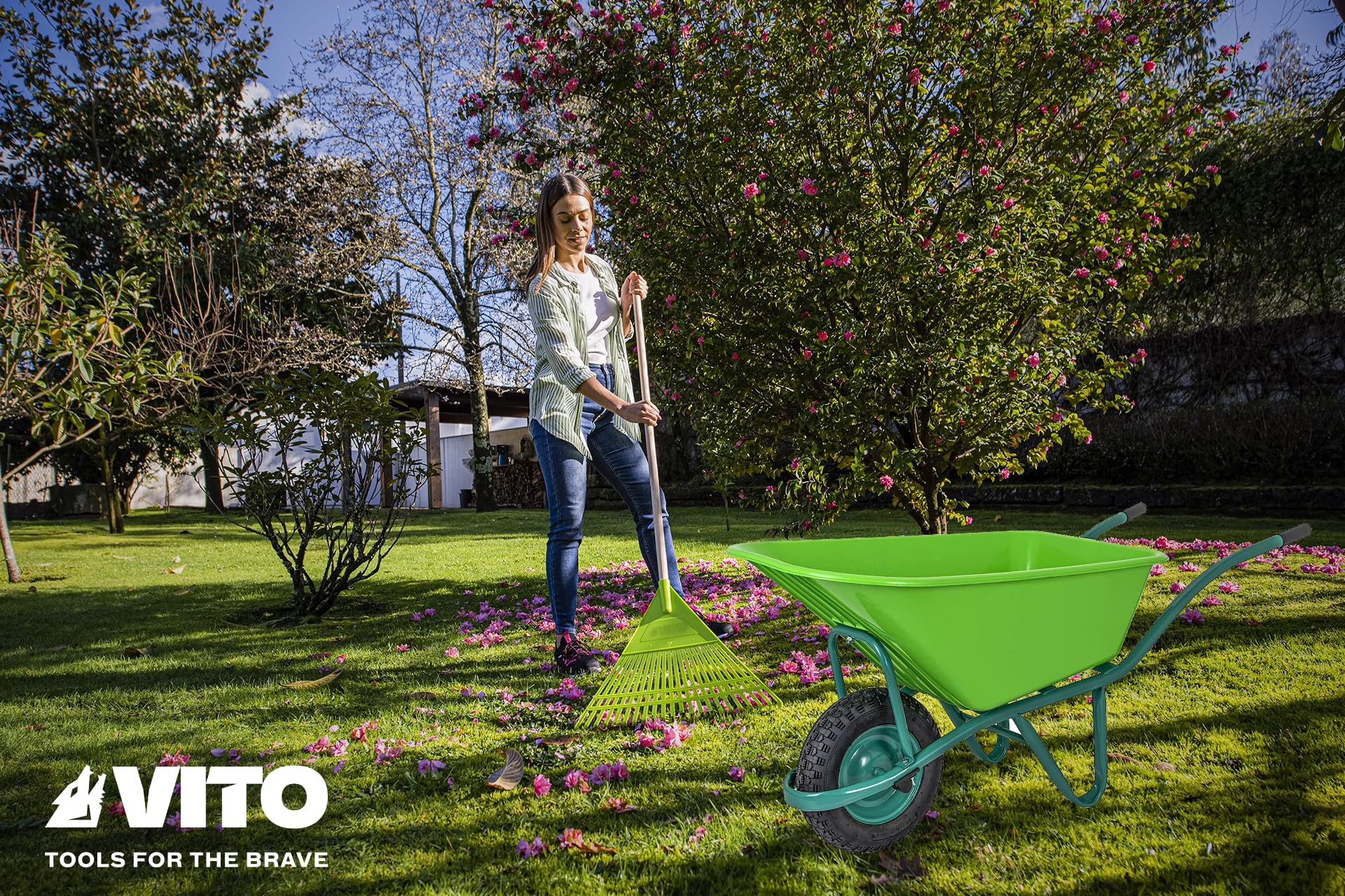 Vito Garden 5-częściowy zestaw narzędzi ogrodowych – wysokiej jakości narzędzia ogrodowe – zestaw narzędzi ogrodowych – taczka, szufelka, wyposażenie ogrodowe – zestaw narzędzi ogrodowych wysokiej jakości