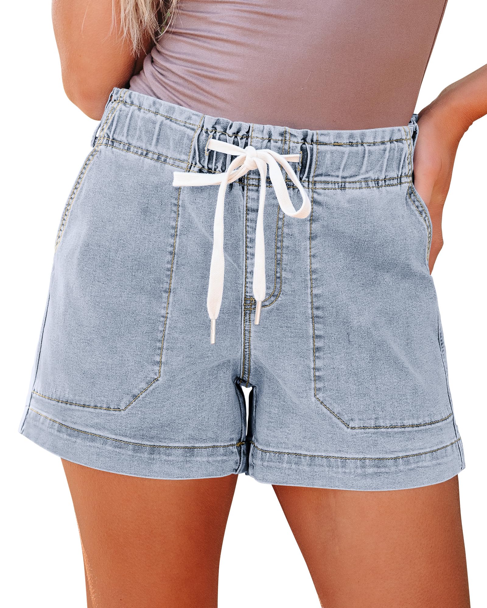 luvamia High Waisted Pull On Jean Shorts