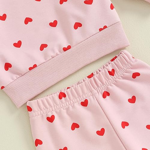 Miniatura 4 de Rarjuiey Baby Boy Girl Valentines Day Outfits Toddler Valentine Heart Sweatshirt Sweater Pullover Pants Set 2PCS Clothes
