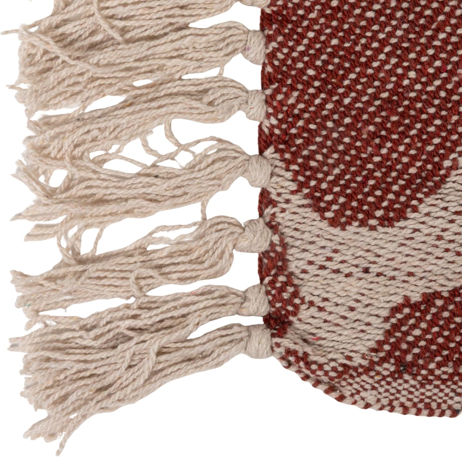 Bloomingville Woven Cotton Blend Jacquard Throw Blanket with Abstract Pattern, Natural and Brown - Image 4