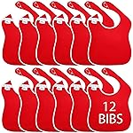 Toppy Toddler - 12 pcs Red Large Waterproof Baby Bibs for 1-4 years old - Lightweight, Soft & Durable Fabric Bibs with Snap Buttons for Girls and Boys, Dryer safe and Easy to Clean