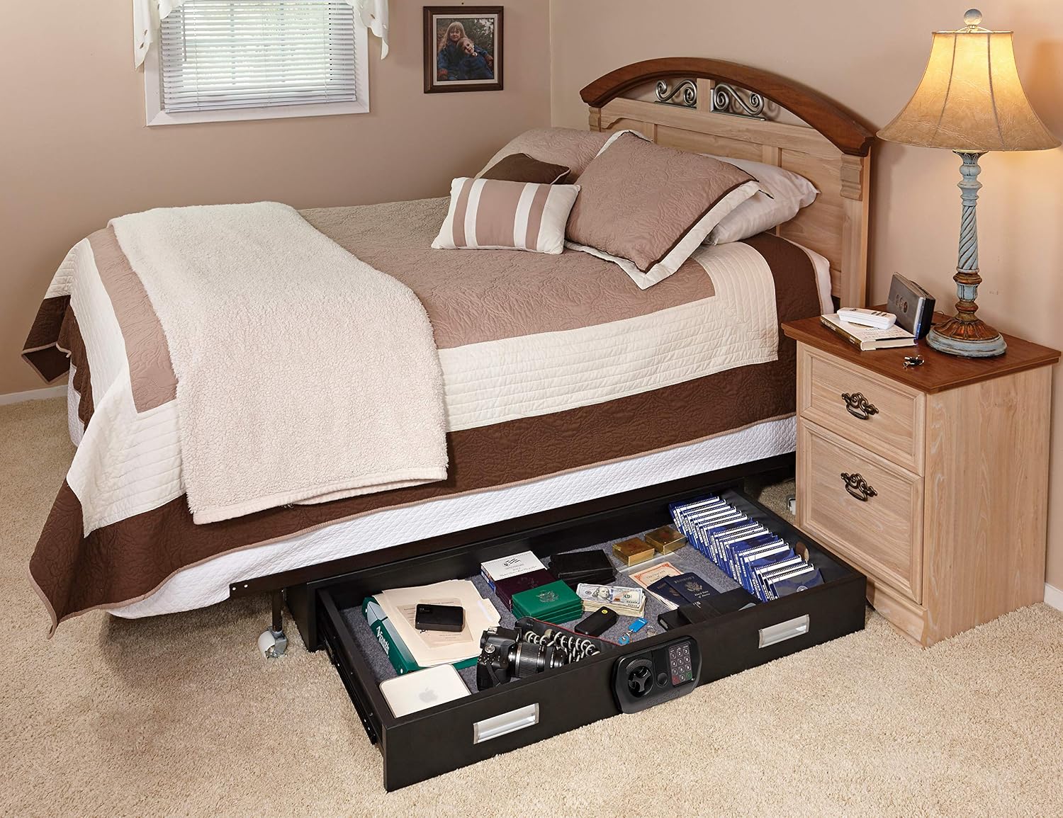 SnapSafe Under Bed Safe, XXL – Under Bed Gun Safe for Firearms, Ammunition and Valuables – Fits in Trunk of Larger SUVs – Easy Access, Out of Sight, Space Saving – Black, 48 x 7 x 24 Inches
